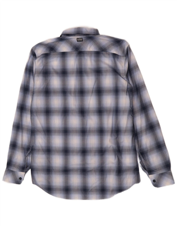 G-Star Mens Slim Fit Shirt Large Blue Check Cotton