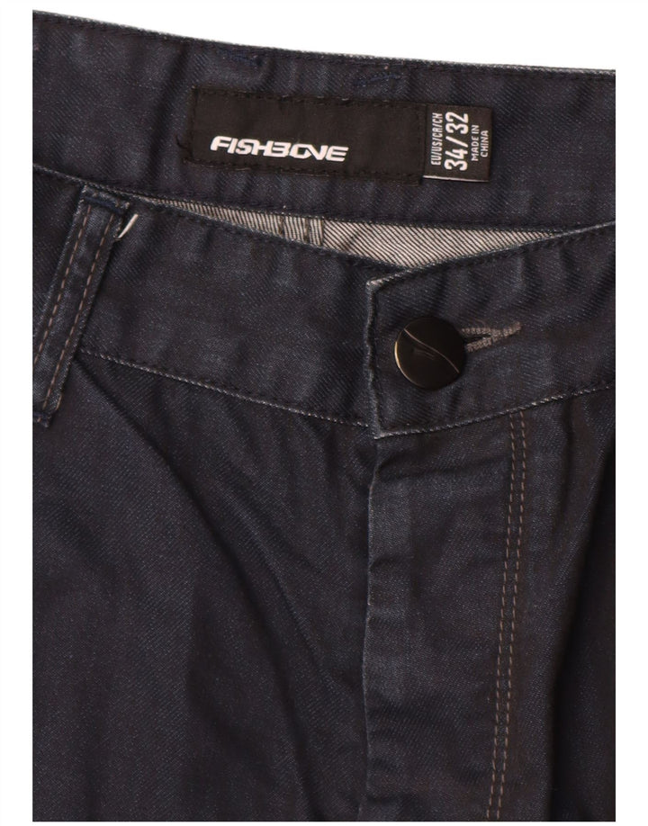 FISHBONE Mens Straight Jeans W34 L30 Navy Blue