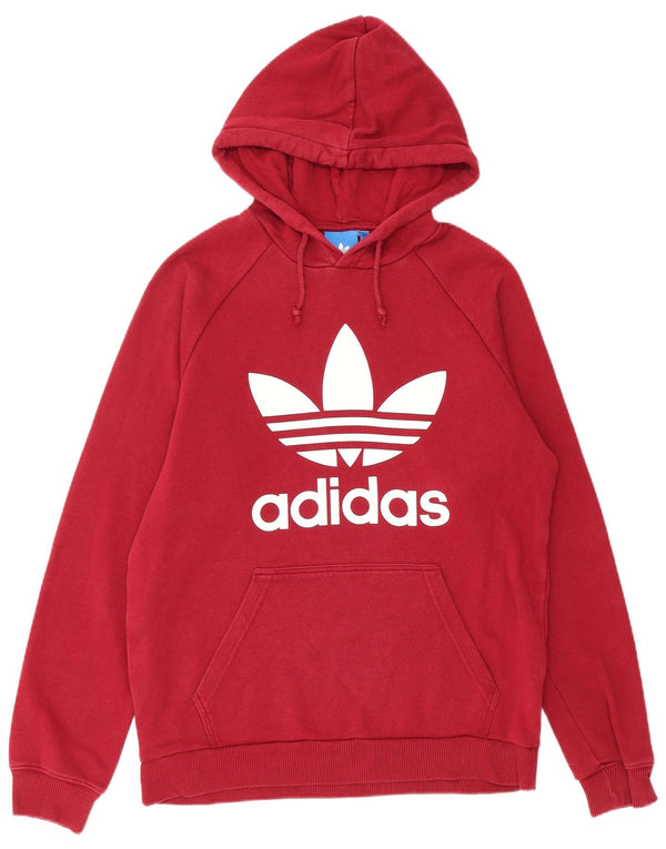 ADIDAS Mens Graphic Hoodie Jumper Medium Burgundy Cotton