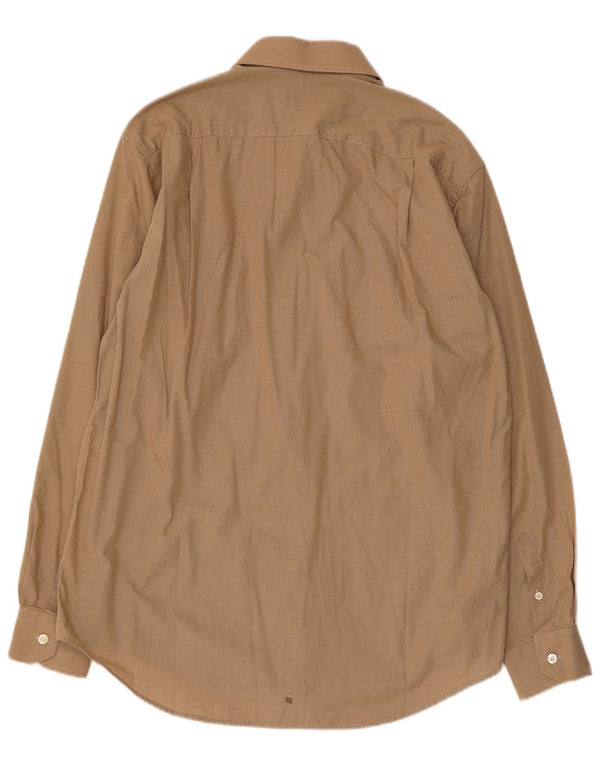 PIERRE CARDIN Mens Shirt Size 39 Medium Beige Pinstripe Cotton