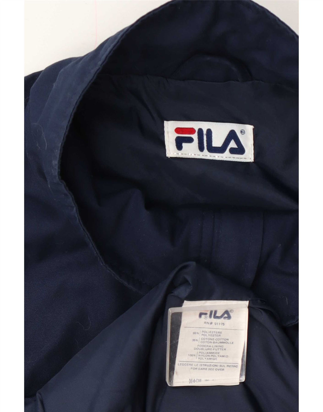 Fila Mens Windbreaker Jacket UK 40 Large Navy Blue Polyester