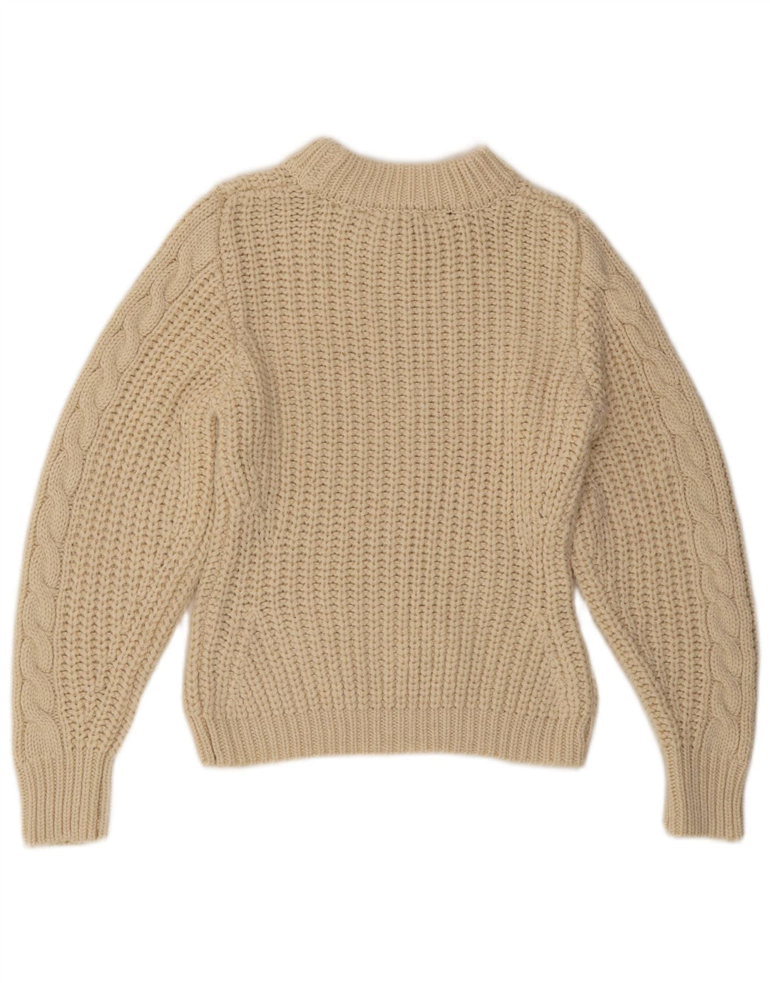 ZARA Womens Crop Turtle Neck Jumper Sweater UK 14 Medium Beige Polyester