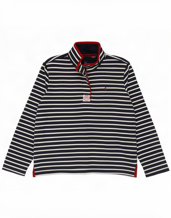 Joules Womens Zip Neck Sweatshirt Jumper UK 14 Large Navy Blue Striped