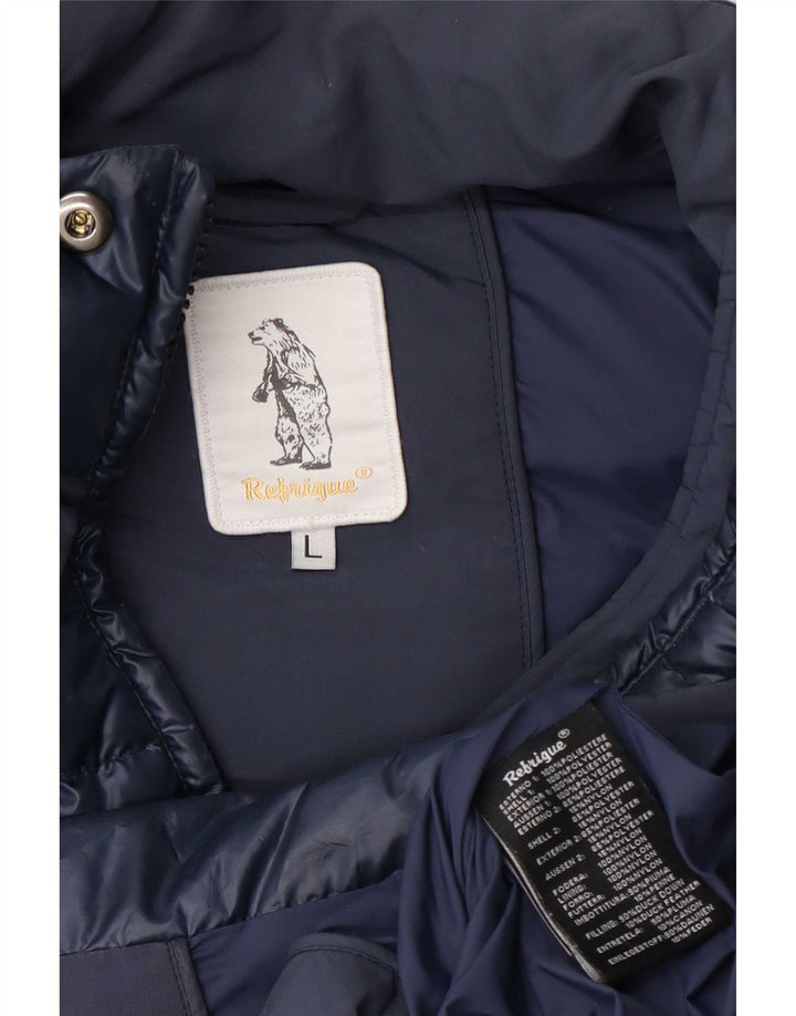 Refrigue Womens Padded Coat UK 14 Large Navy Blue Polyester
