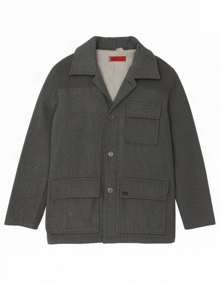Levi's Mens 3 Button Windbreaker Coat UK 38 Medium Grey Wool