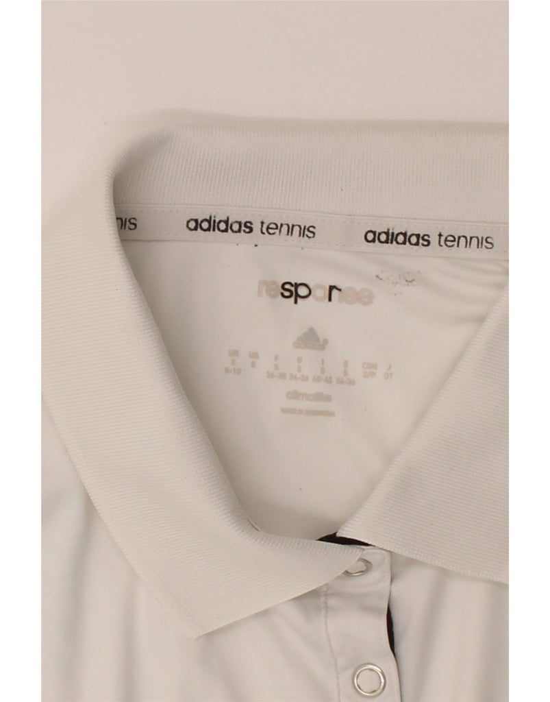 ADIDAS Womens Climalite Polo Shirt UK 8/10 Small White Colourblock Vintage Adidas and Second-Hand Adidas from Messina Hembry 