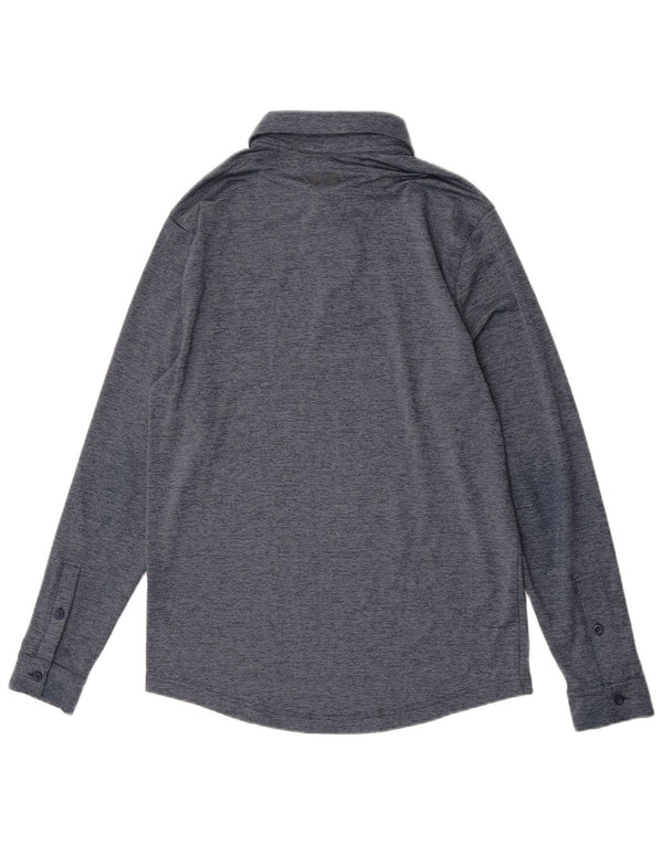 Under Armour Mens Heat Gear Long Sleeve Polo Shirt Small Navy Blue