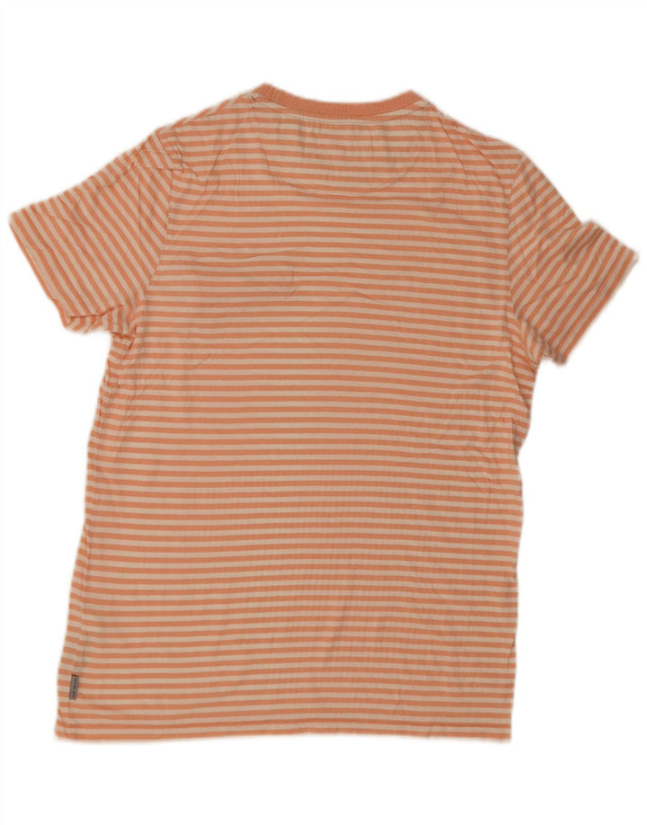 Ted Baker Mens T-Shirt Top Size 3 Medium Orange Striped Cotton