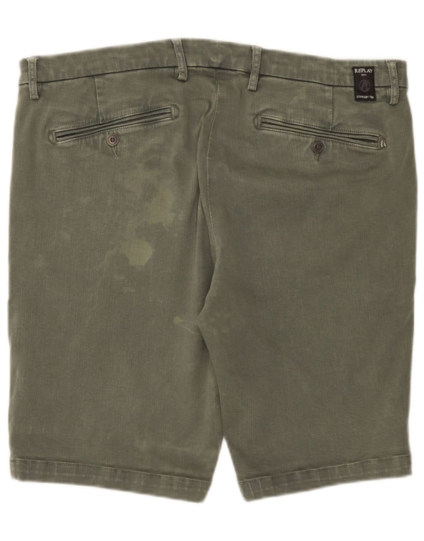 Replay Mens Chino Shorts W38 XL Green Cotton