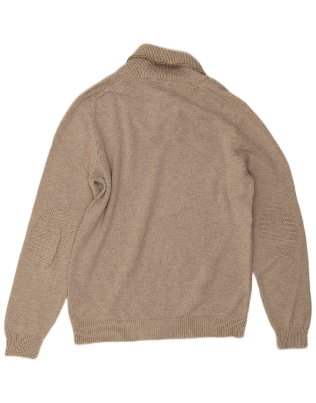 Massimo Dutti Mens Shawl Neck Jumper Sweater Large Beige Cotton
