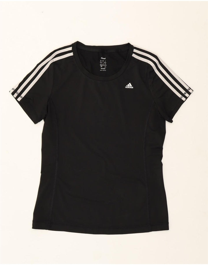 Adidas Womens Climalite T-Shirt Top UK 12/14 Medium Black Polyester