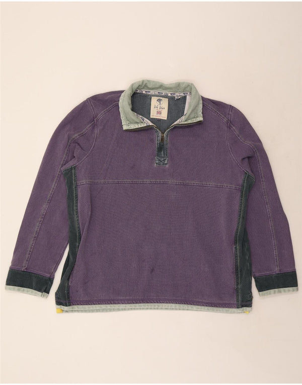 Fat Face Mens Zip Neck Sweatshirt Jumper 2XL Purple Colourblock Cotton