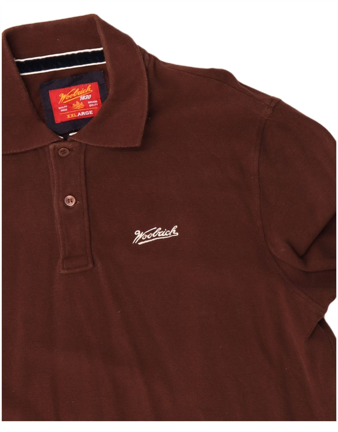 Woolrich Mens Long Sleeve Polo Shirt 2XL Brown Cotton