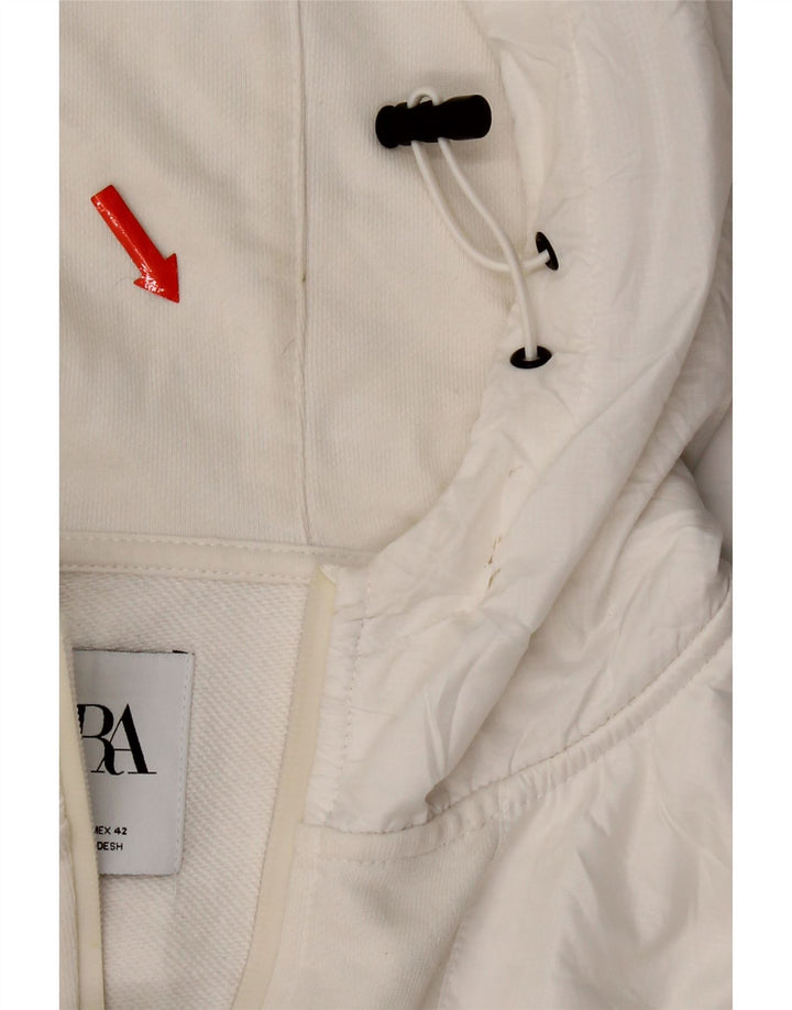 Zara Mens Zip Hoodie Sweater Large White Cotton