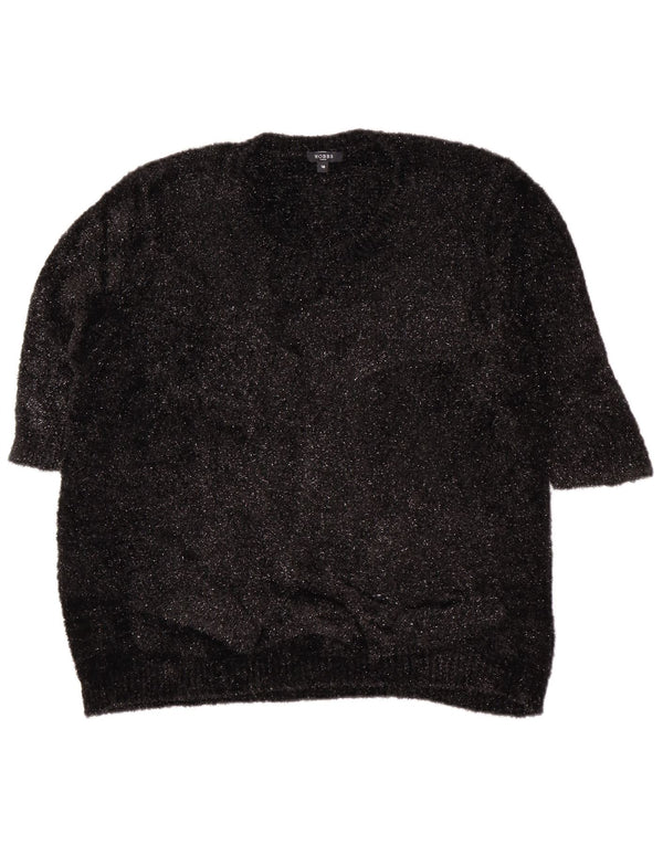 Hobbs Womens 3/4 Sleeve Crew Neck Jumper Sweater UK 18 XL Black Flecked