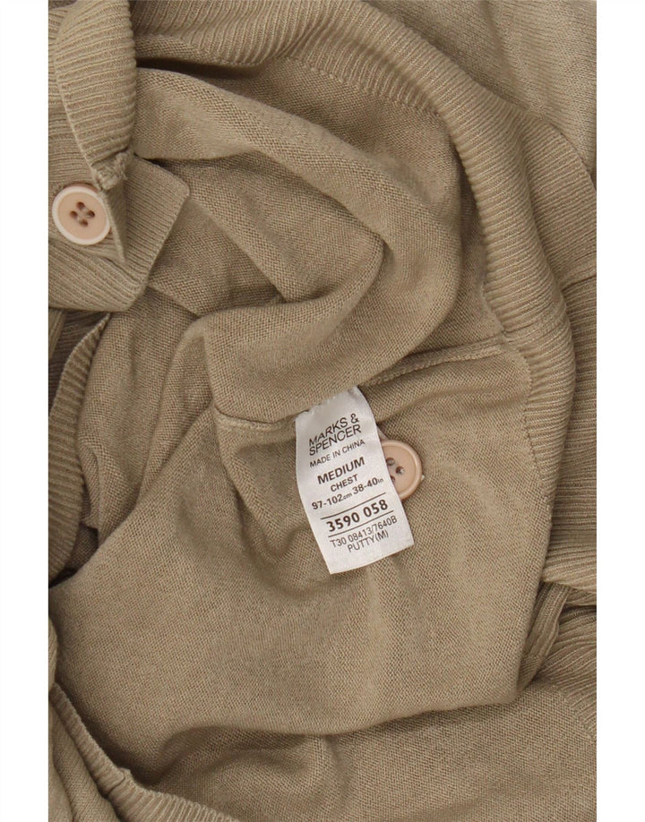 Marks & Spencer Womens Blue Harbour Cardigan Sweater UK 12 Medium Beige