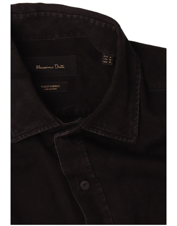 Massimo Dutti Mens Denim Shirt Medium Black Cotton