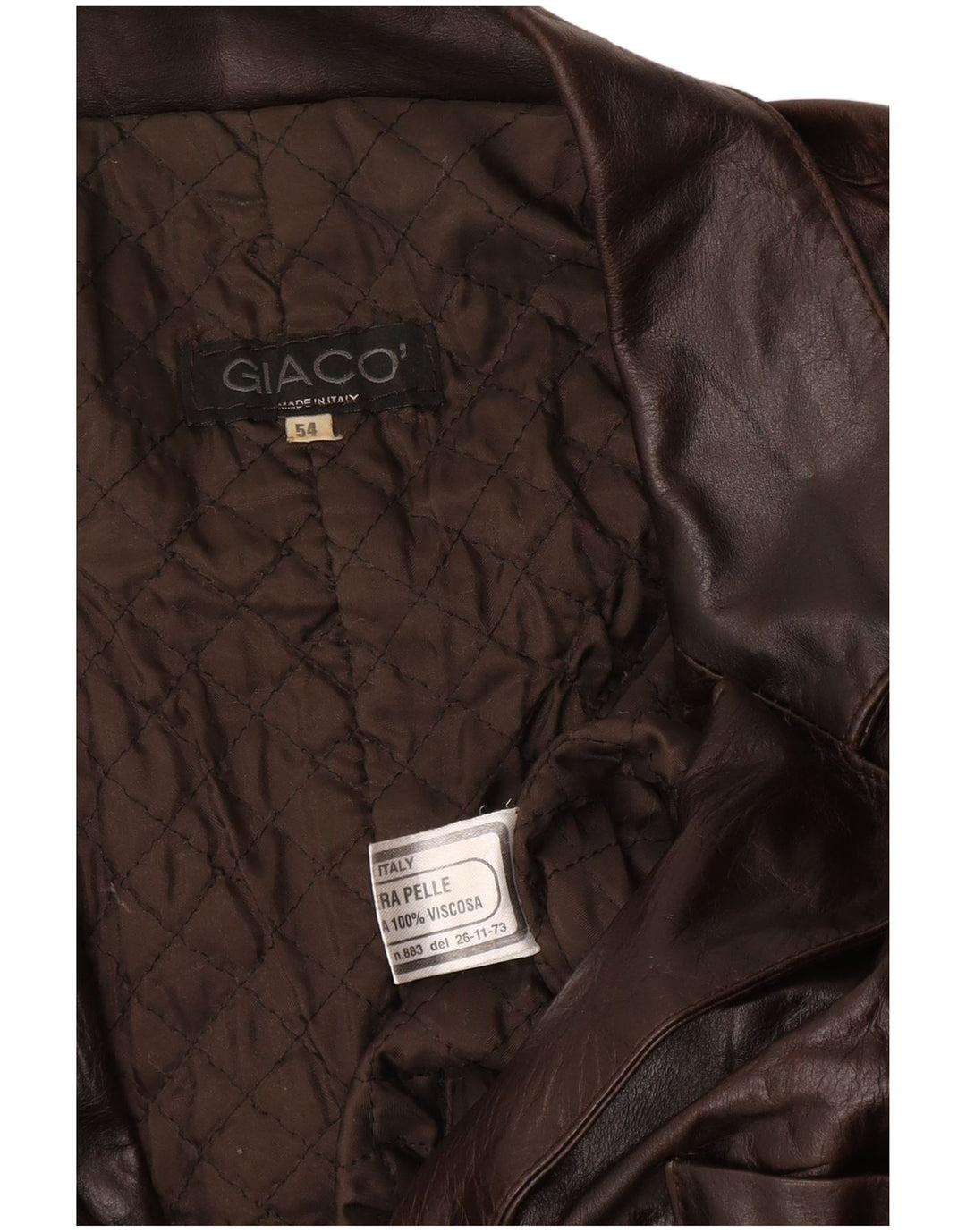 VINTAGE Mens Leather Coat IT 54 2XL Brown Leather