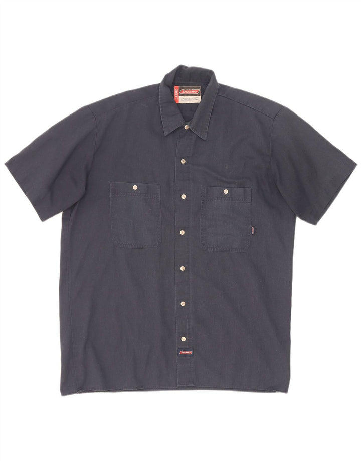 Dickies Mens Short Sleeve Shirt Large Navy Blue Polyester