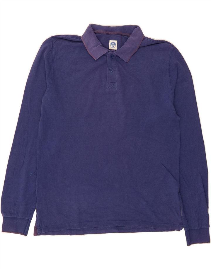 NORTH SAILS Mens Long Sleeve Polo Shirt Medium Blue Cotton Vintage North Sails and Second-Hand North Sails from Messina Hembry 