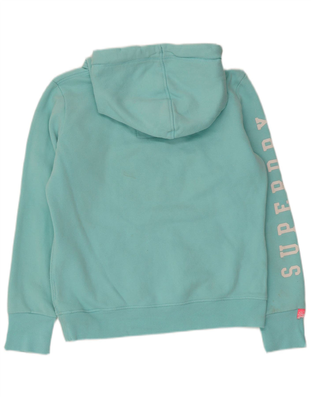 SUPERDRY Womens Oversized Graphic Hoodie Jumper UK 10 Small Turquoise