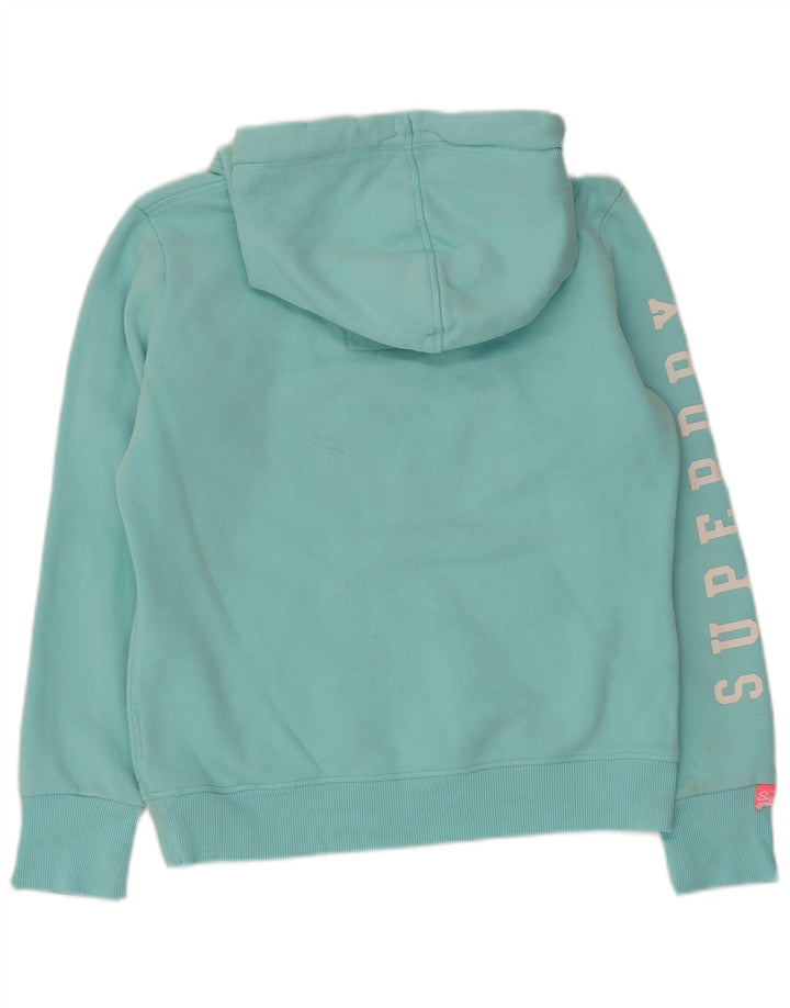 SUPERDRY Womens Oversized Graphic Hoodie Jumper UK 10 Small Turquoise
