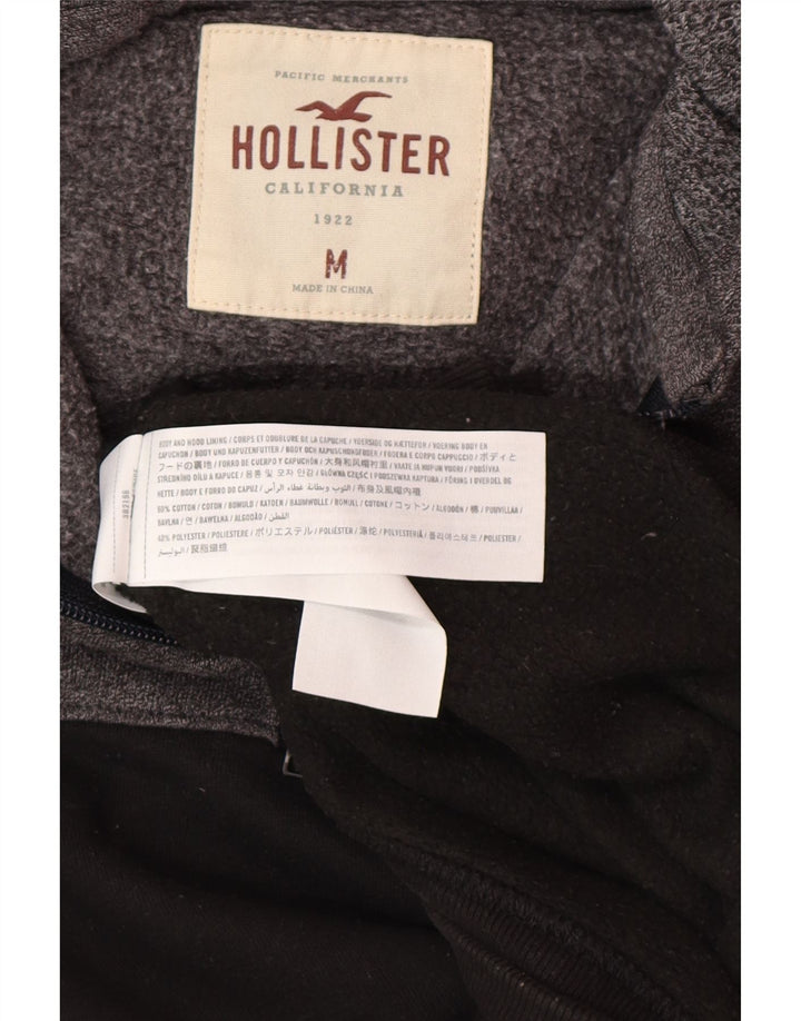 HOLLISTER Mens Hoodie Jumper Medium Grey Colourblock Cotton