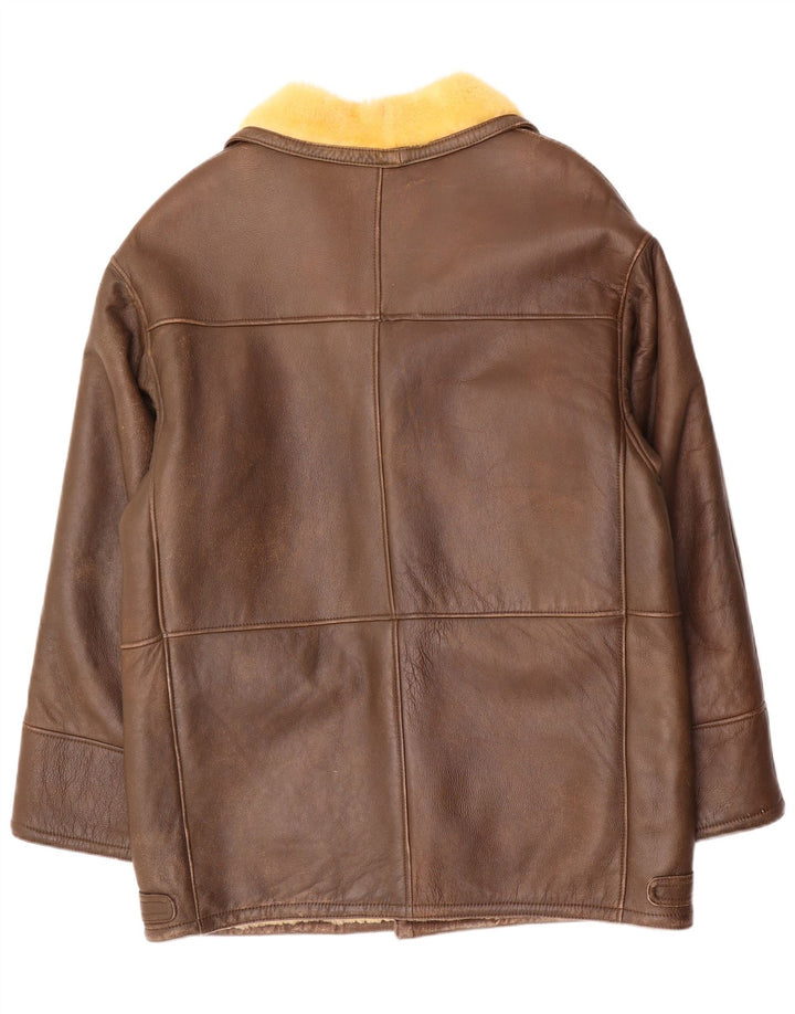 Vintage Mens Shearling Overcoat UK 40 Large Brown
