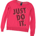 Nike Womens Graphic Sweatshirt Jumper UK 12 Medium Pink Cotton