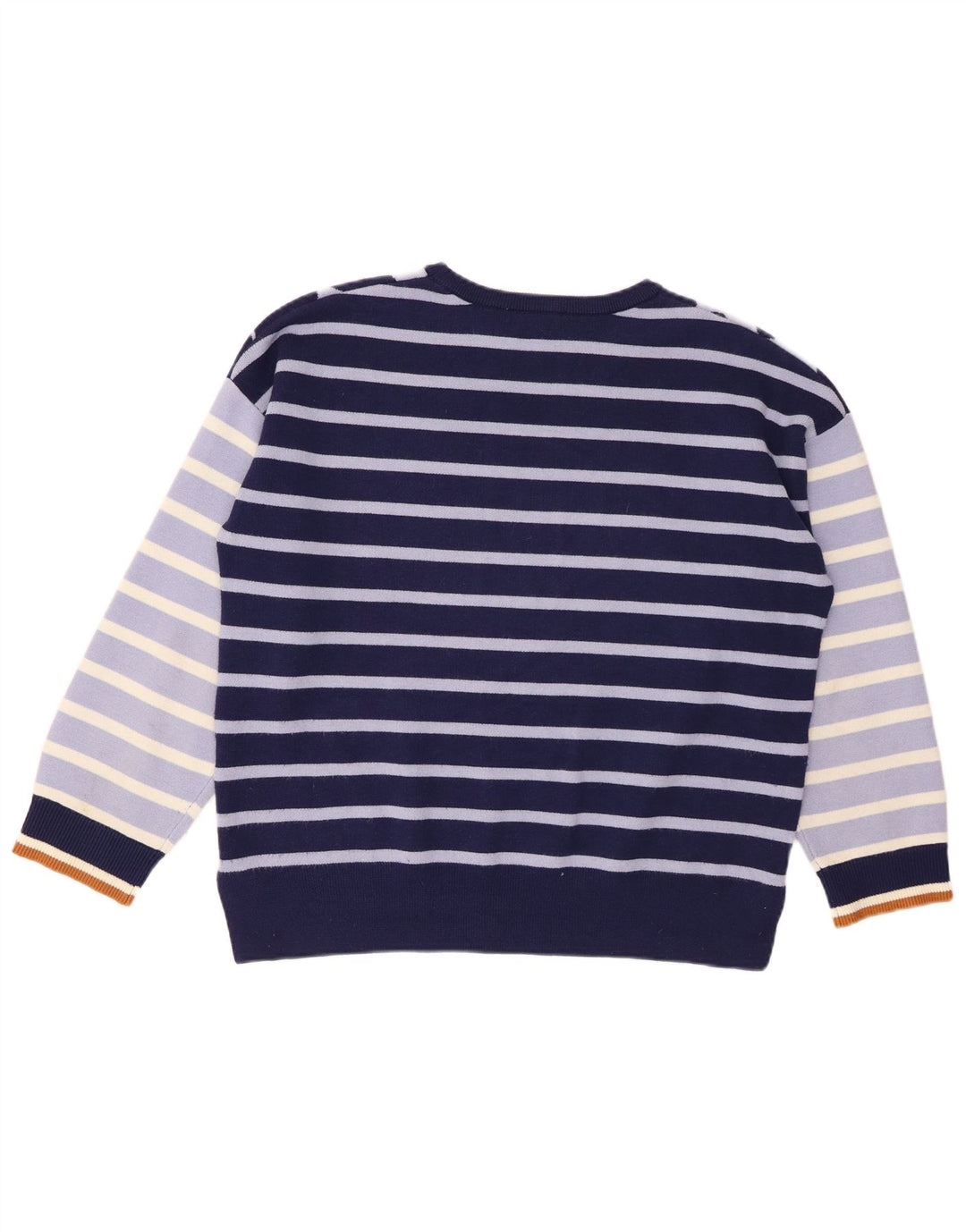 WHITE STUFF Womens Crew Neck Jumper Sweater UK 14 Large Navy Blue Striped
