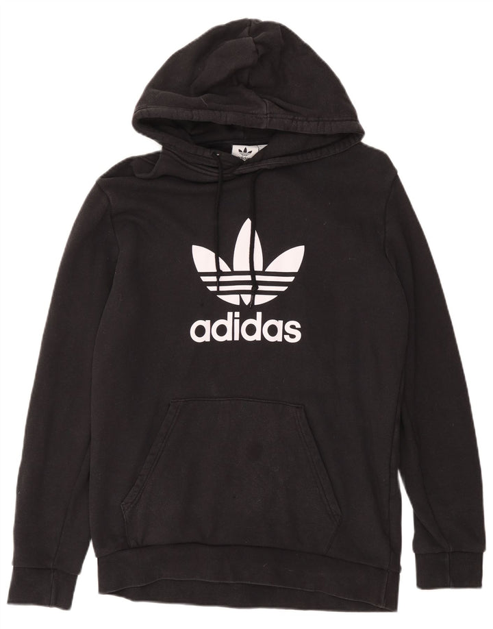 Adidas Mens Graphic Hoodie Jumper Medium Black Cotton