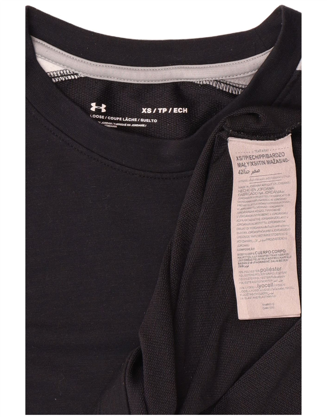 UNDER ARMOUR Womens Loose Fit Top Long Sleeve UK 6 XS Black Colourblock