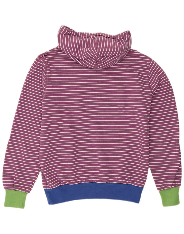 Sweet Years Womens Graphic Hoodie Jumper UK 14 Medium Purple Striped Cotton