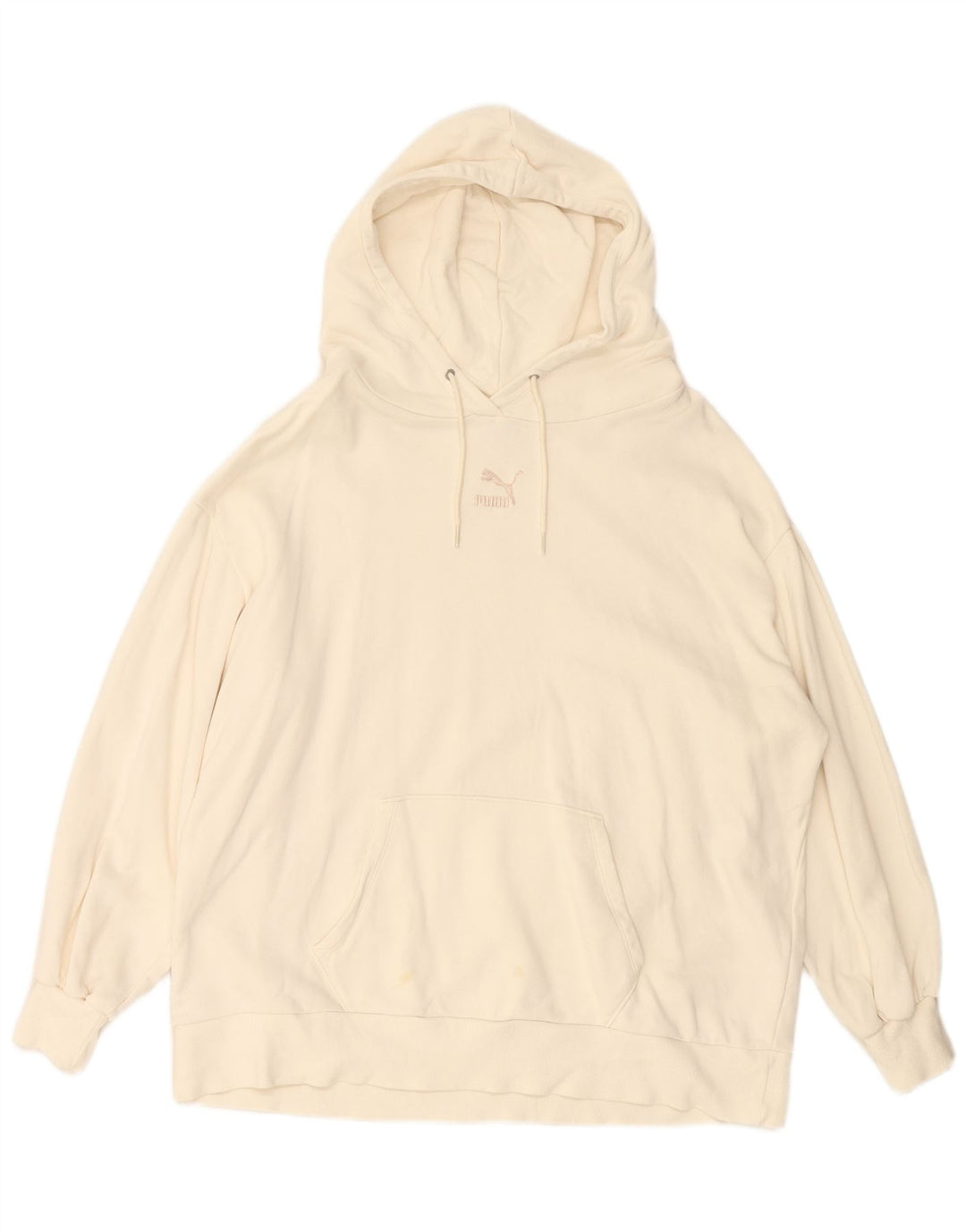 PUMA Womens Oversized Hoodie Jumper UK 14 Medium White Cotton