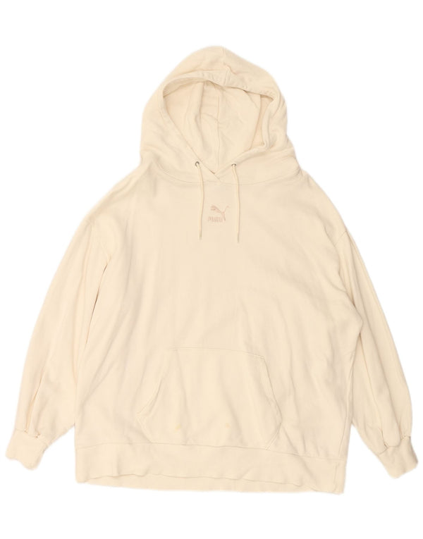 PUMA Womens Oversized Hoodie Jumper UK 14 Medium White Cotton