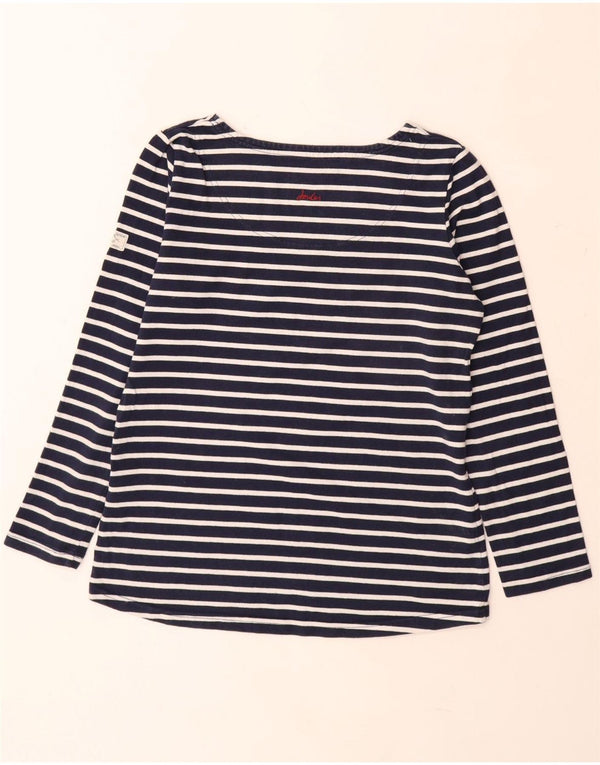JOULES Womens Top Long Sleeve UK 12 Medium Navy Blue Striped Cotton