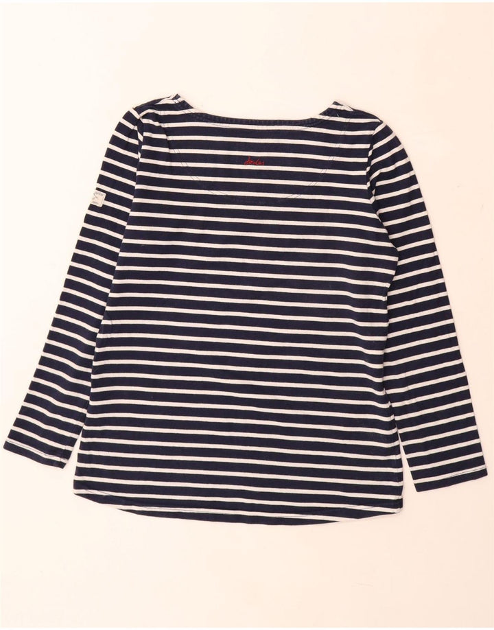 JOULES Womens Top Long Sleeve UK 12 Medium Navy Blue Striped Cotton