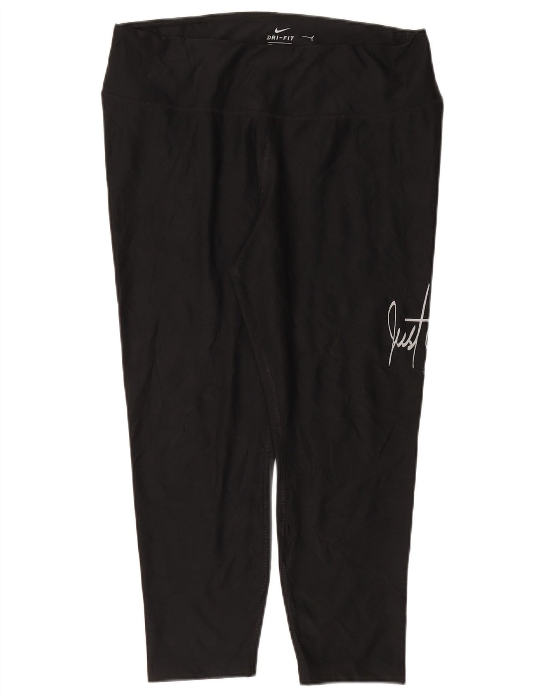 NIKE Womens Dri Fit Graphic Capri Leggings UK 18 XL  Black Polyester