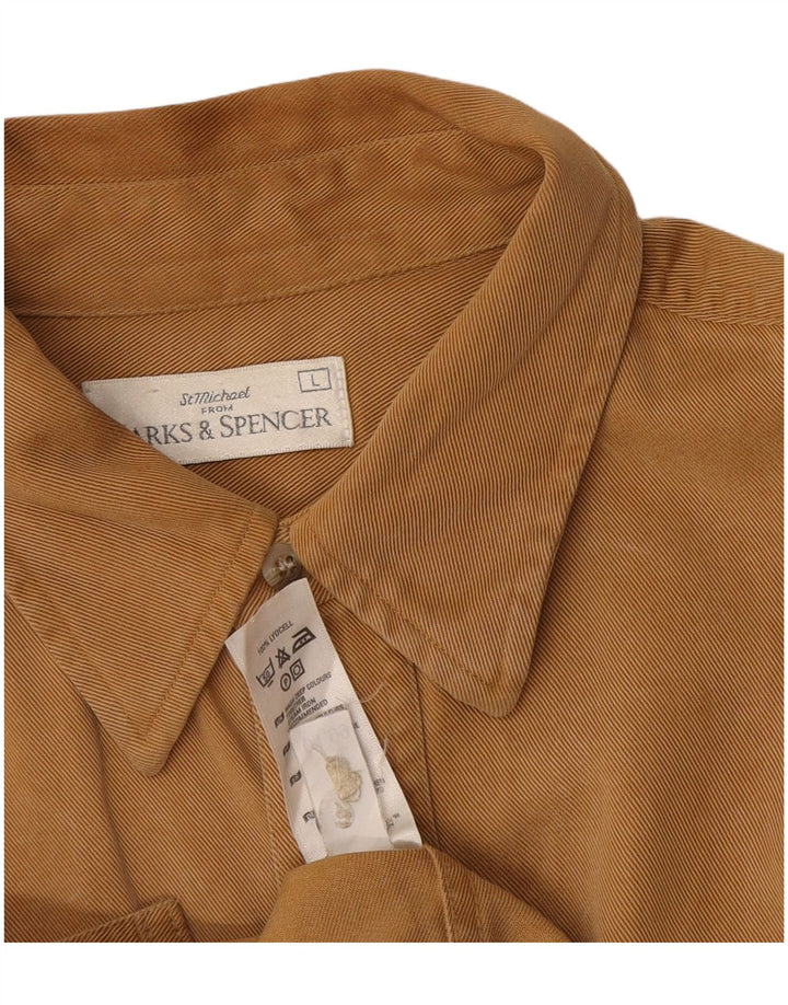Marks & Spencer Mens Shirt Large Beige Lyocell