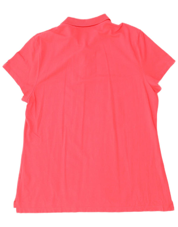 TOMMY HILFIGER Womens Graphic Polo Shirt UK 20 2XL Red Cotton