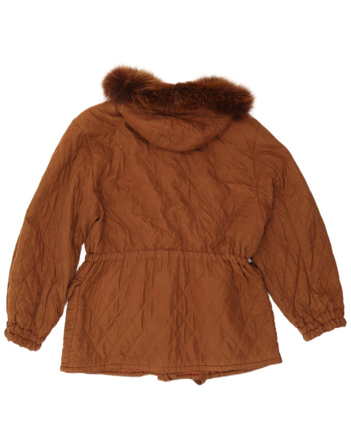 Ileana Zara Womens Oversized Hooded Quilted Jacket IT 40 Small Brown