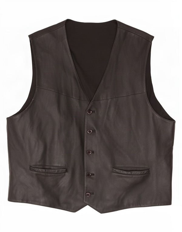 Vintage Mens Leather Waistcoat UK 42 XL Black