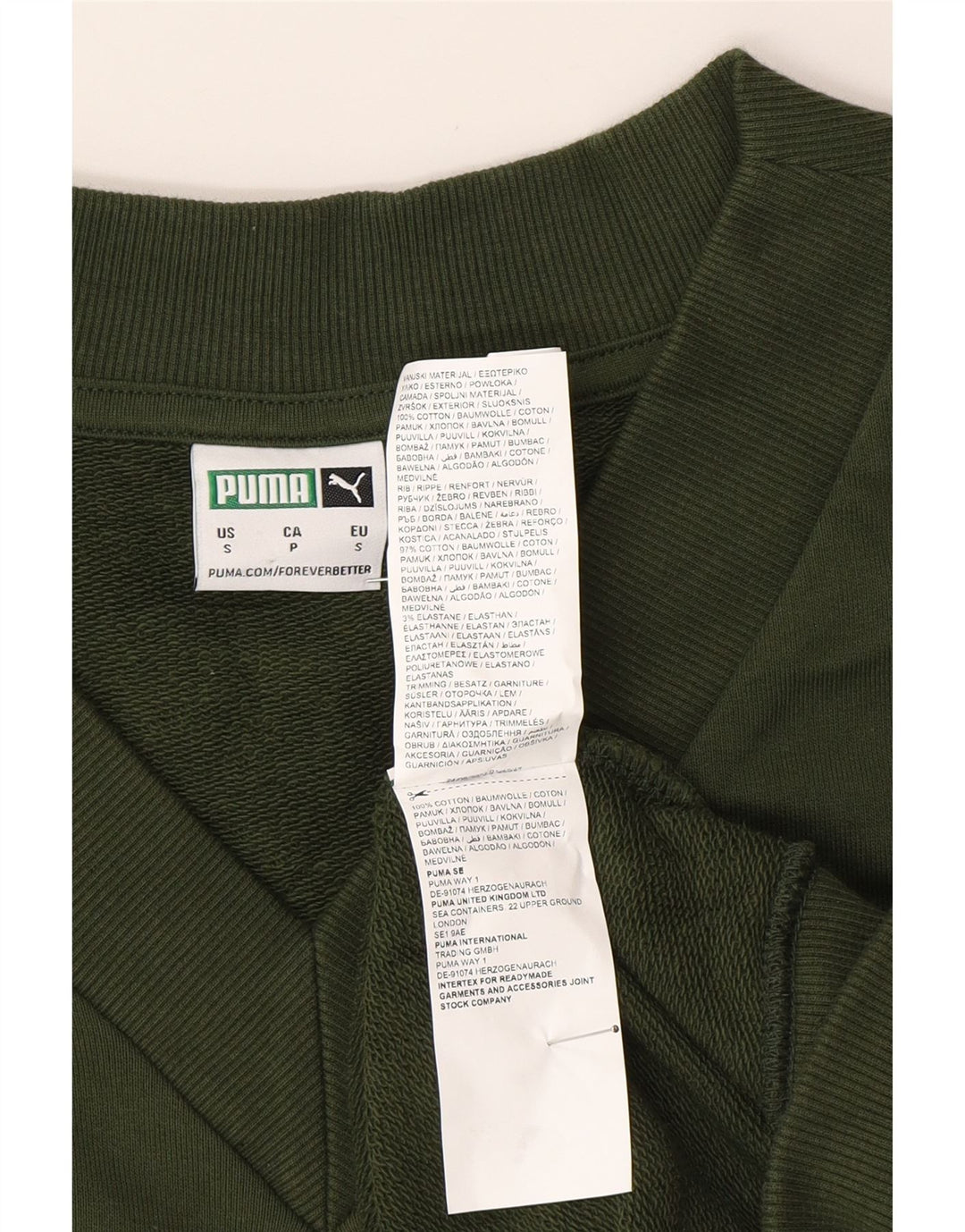 PUMA Mens Sleeveless Sweatshirt Jumper Small Green Cotton