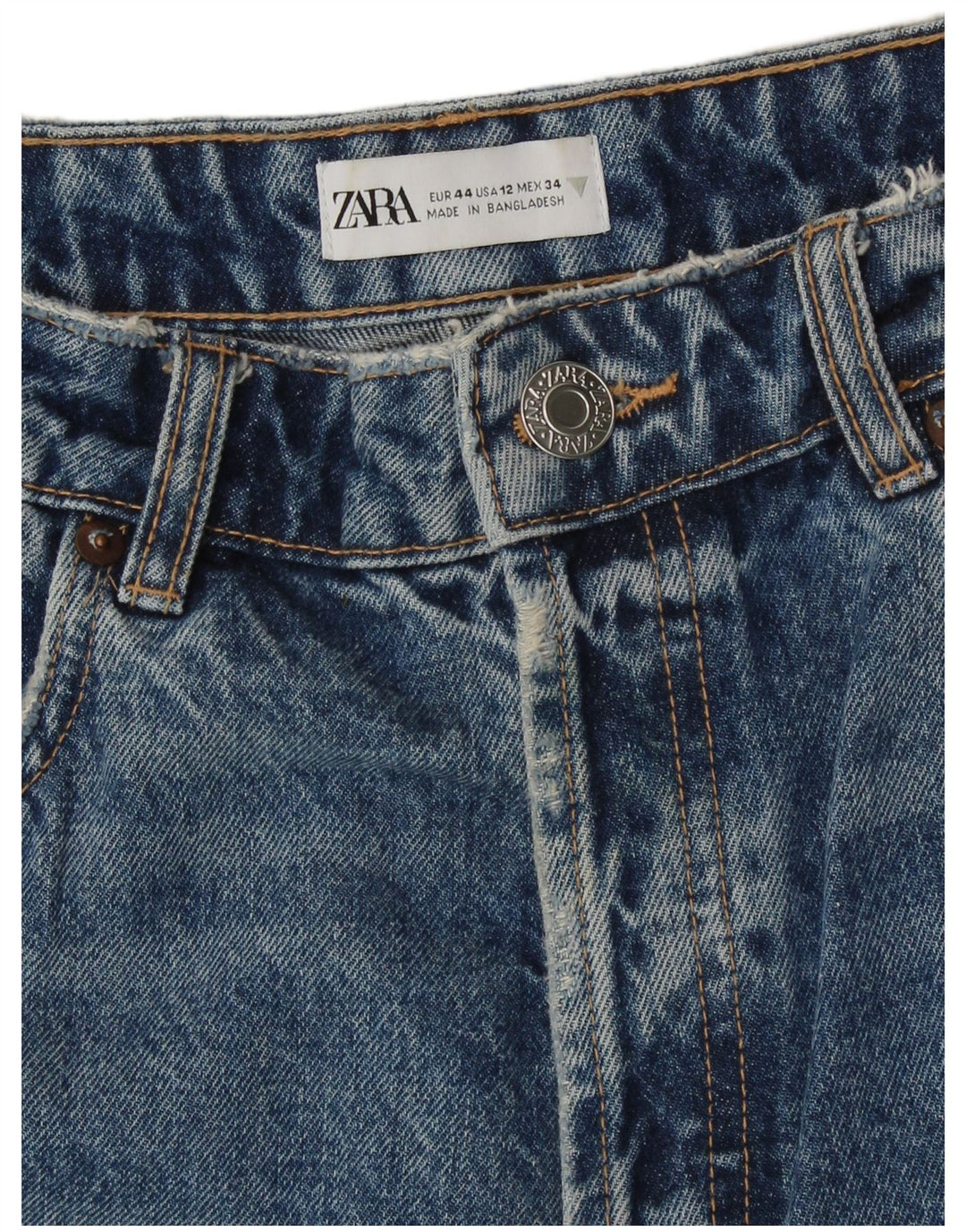 Zara Womens Crop High Waist Jeans EU 44 XL W34 L26 Blue Cotton
