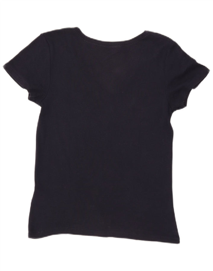RALPH LAUREN Womens T-Shirt Top UK 14 Large Navy Blue Cotton