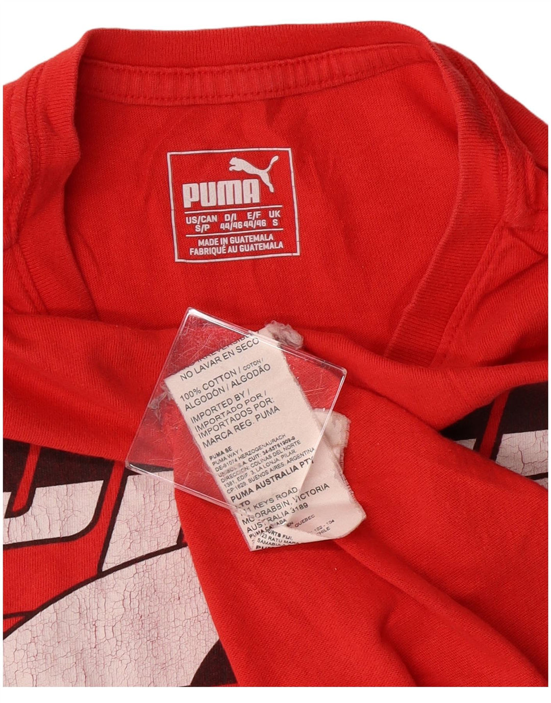 Puma Mens Graphic T-Shirt Top Small Red Cotton