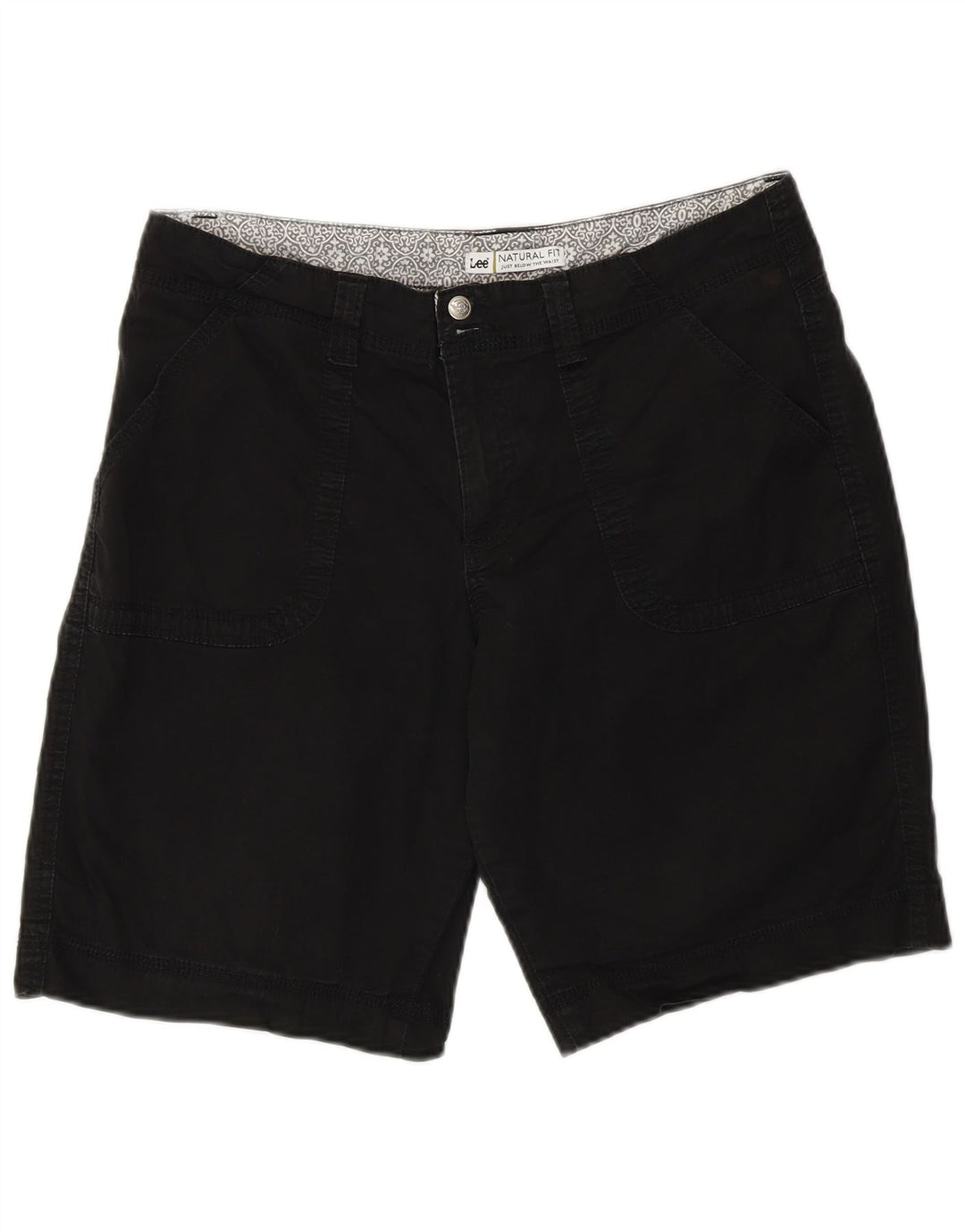 Lee Womens Natural Fit Chino Shorts US 12 Large W34 Black Cotton