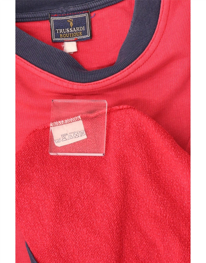 Trussardi Mens Sweatshirt Jumper Large Pink Colourblock Cotton