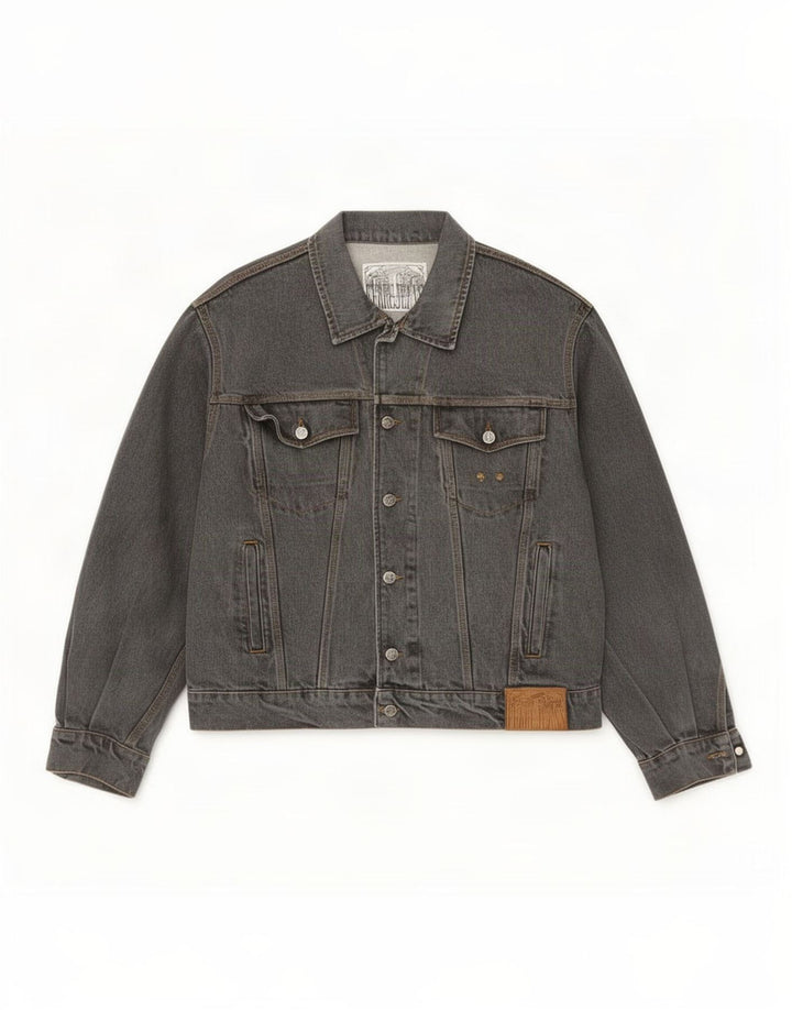 Ferre Mens Denim Jacket UK 40 Large Grey