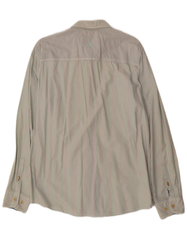 Fat Face Mens Classic Fit Shirt Large Green Striped Cotton